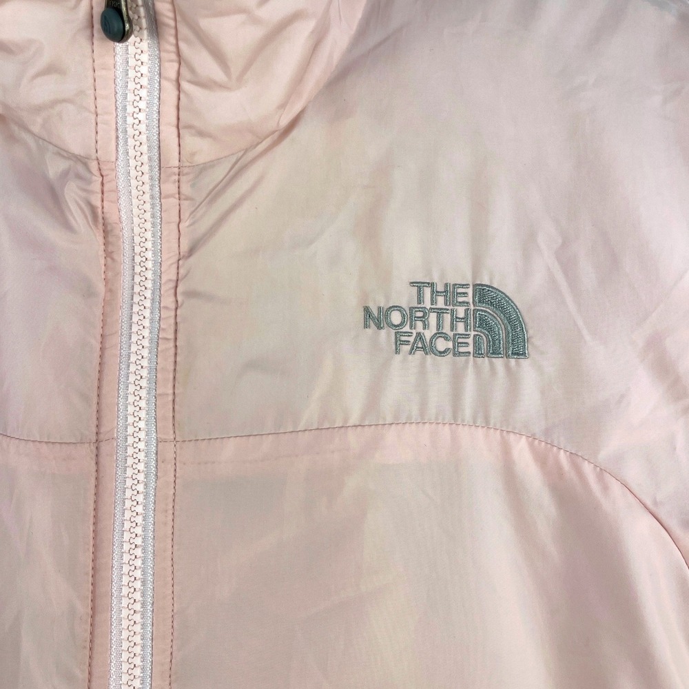 The North Face Womens Full Zip Insulated Jacket Pale Pink Grey Fleece Medium